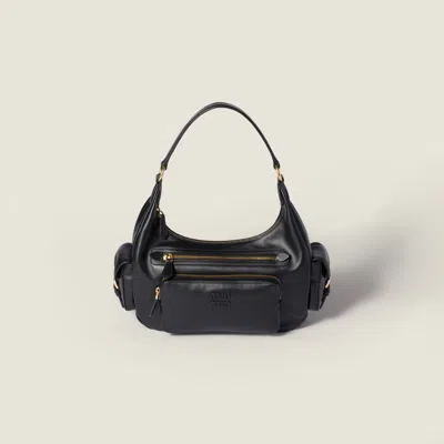 Miu Miu Pocket Leather Bag In Black