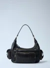 Miu Miu Pocket Leather Shoulder Bag In Brown