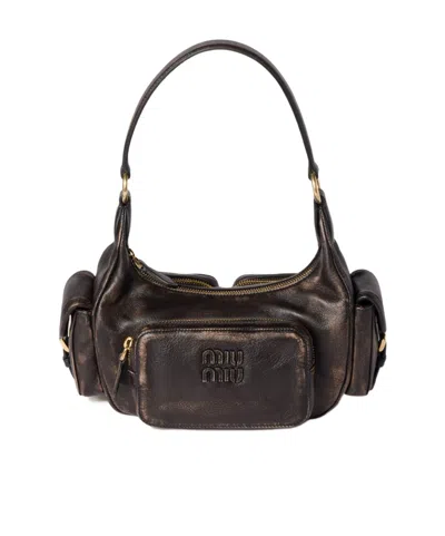 Miu Miu Pocket Nappa Leather Bag In Brown