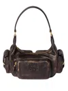 Miu Miu Pocket Nappa Leather Top-handle Bag In Brown
