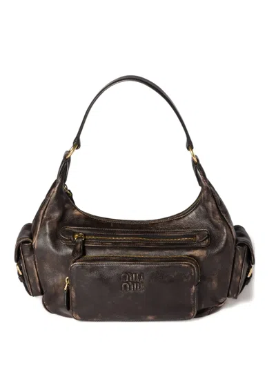 Miu Miu Pocket Shoulder Bag In Brown