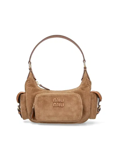 Miu Miu Pocket Shoulder Bag In Brown