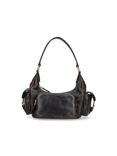 Miu Miu 'pocket' Small Shoulder Bag In Brown