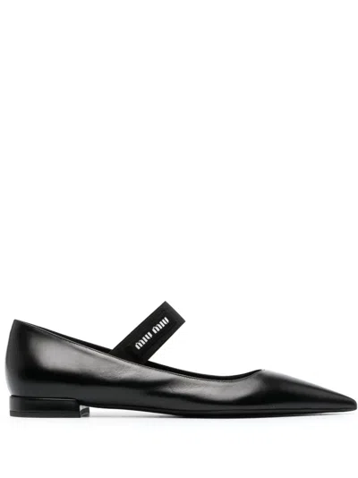 Miu Miu Point-toe Ballet Flats In Black