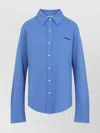 Miu Miu Poplin Shirt Long Sleeves In Blue