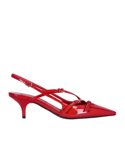 Miu Miu Miumiu Women Patent Leather Slingbacks With Buckles In Red