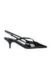 Miu Miu Patent Leather Slingback Pumps With Straps In Black