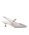 Miu Miu Silk Blend Slingback With Applications In White
