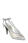Miu Miu Pointed Toe Slingback Pump In Argento/nero