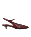 Miu Miu 35 Brogue Slingback Pumps In Brushed Leather In Red