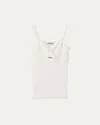 Miu Miu Pointelle V-neck Tank Top In White