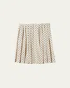 Miu Miu Polka-dot Crepe De Chine Pleated Midi Skirt In Avorio Nero