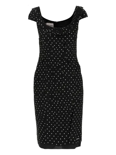 Miu Miu Polka Dot Pattern Dress In Black