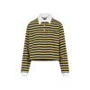 Miu Miu Contrast Collar Striped Cotton Polo In Yellow