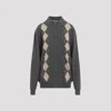 Miu Miu Long-sleeved Knitted Polo Jumper In Ardesia