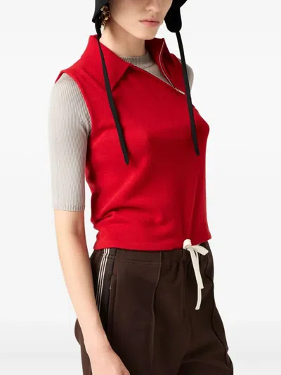 Miu Miu Polo Cashmere F.12 In Red