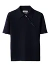 Miu Miu Polo T-shirt With Asymmetric Zip In Blue