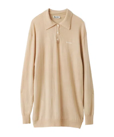 MIU MIU CASHMERE KNIT POLO SHIRT
