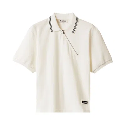 Pre-owned Miu Miu Polo Piquet Jersey 'white' | Women's Size S