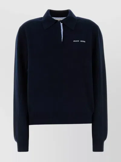 Miu Miu Polo Shirt In Cashmere In Black