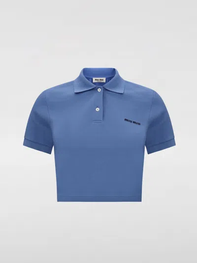Miu Miu Polo Shirt Woman Periwinkle In Blue