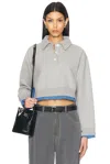 Miu Miu Cotton Fleece And Poplin Sweatshirt In Grigio