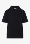 Miu Miu Polo T-shirt With Asymmetric Zip In Blue