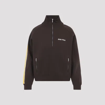 Miu Miu Polyamide Turtle Neck Sweater For Women In Brown