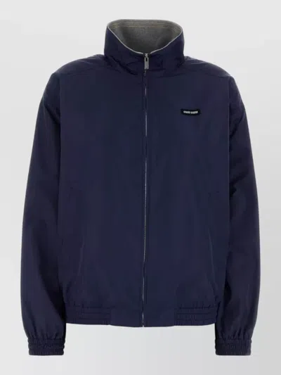 Miu Miu Polyester Windbreaker Jacket High Collar Design In Black