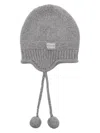 Miu Miu Cozy Knit Beanie Hat With Ear Flaps In Gray