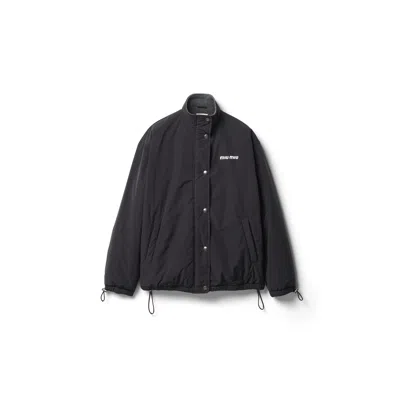 Miu Miu Pongé And Fleece Jacket In Black
