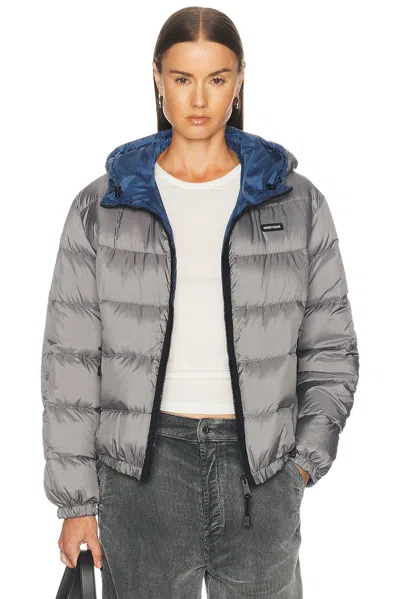 Miu Miu Ponge Light Piumino Jacket In Acciaio