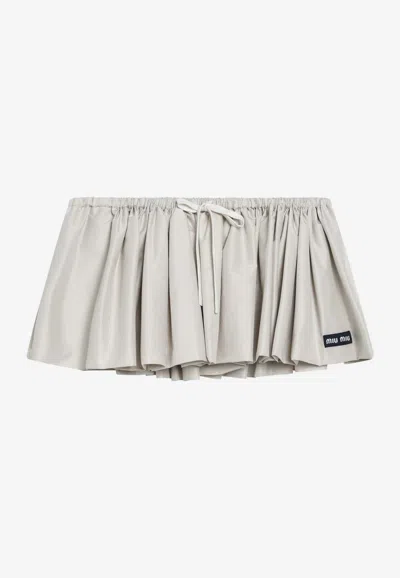 Miu Miu Pongé Mini Flared Skirt In Gray