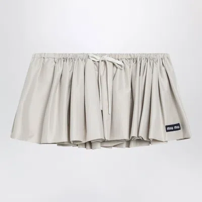 Miu Miu Pongé Tech Mini Skirt In Recycled Polyester, Opal In Neutral