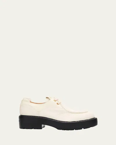 Miu Miu Pony Hair Lace-up Wallabee Shoes In White