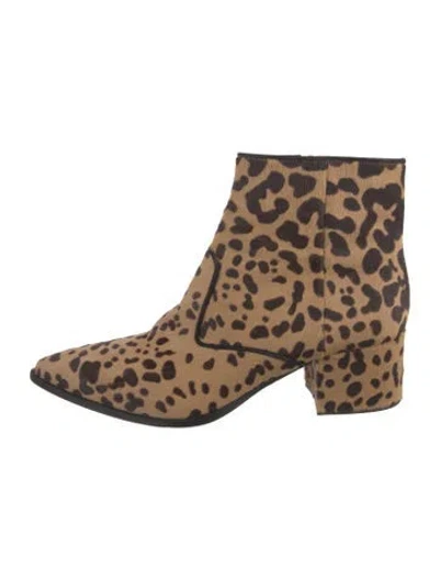 Pre-owned Miu Miu Ponyhair Animal Print Boots In Brown
