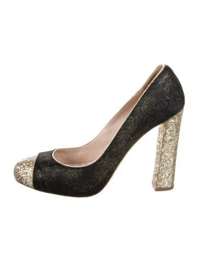 Pre-owned Miu Miu Ponyhair Colorblock Pattern Pumps In Black