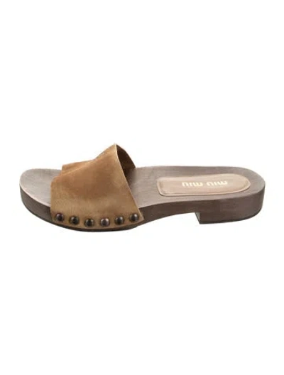 Pre-owned Miu Miu Ponyhair Slides In Neutrals