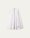 Miu Miu Popeline Drawstring Zip-front Midi Skirt In F0009 Bianco