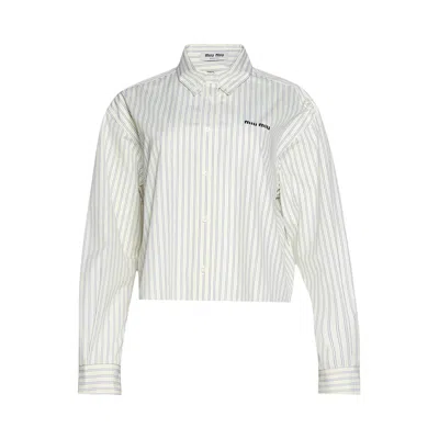 Pre-owned Miu Miu Popeline Riga Top 'crema' | White | Women's Size 42