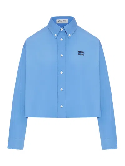 Miu Miu Popeline Shirt In Blue