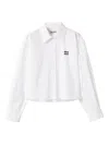 Miu Miu Cropped Cotton Poplin Shirt In White