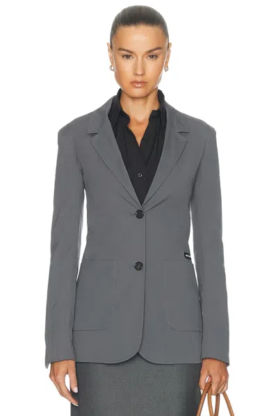 Miu Miu Popeline Stretch Washed Blazer In Gray