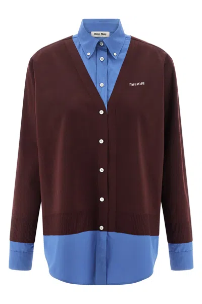MIU MIU POPLIN AND CASHMERE SHIRT