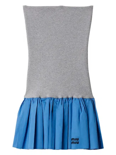 Miu Miu Poplin And Jersey Miniskirt