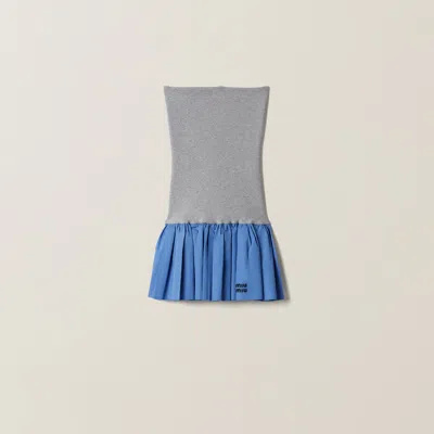 MIU MIU POPLIN AND JERSEY MINISKIRT