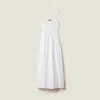 Miu Miu Poplin And Lace Midi-dress In White
