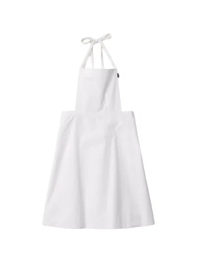 Miu Miu Poplin Apron Mini Dress In White