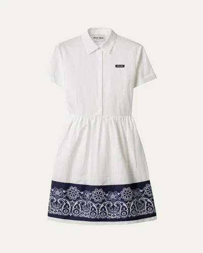 Miu Miu Poplin Bandana Knee-length Shirtdress In White