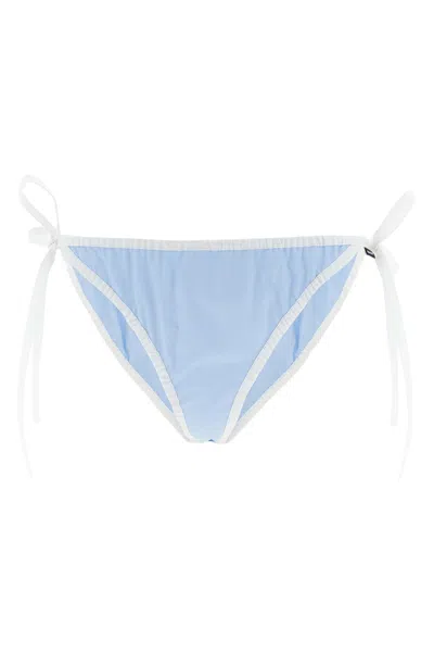 Miu Miu Cotton Poplin Bikini Briefs Contrast Piping In Blue